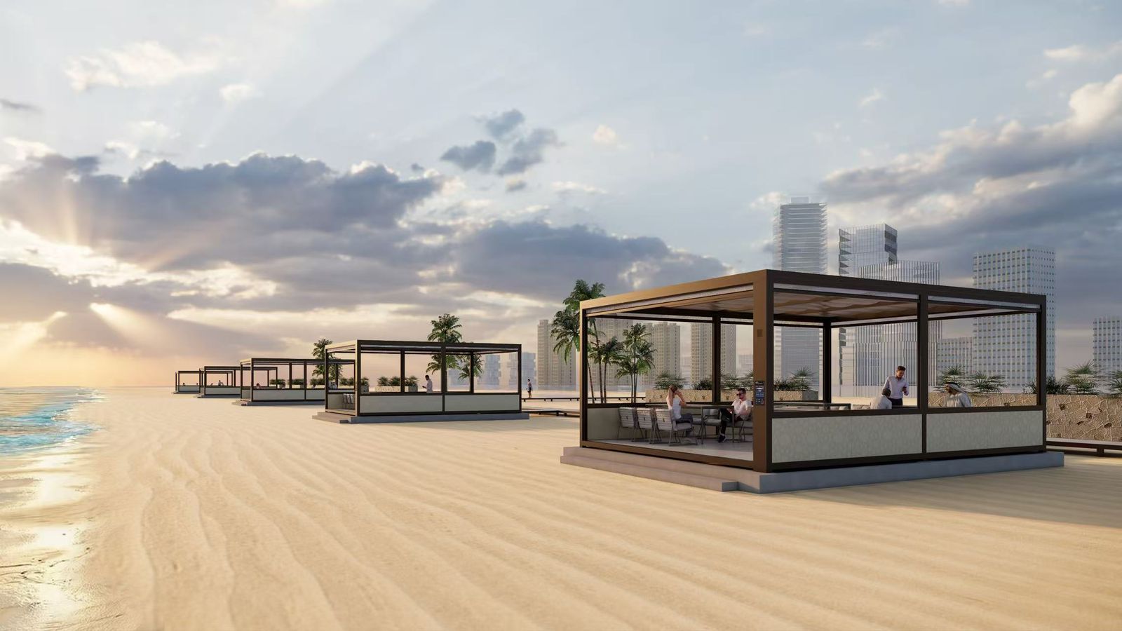 Outdoor cooling structure in a premium open-air space